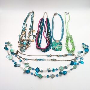 Green & Blue Tone Necklace Jewelry Bundle